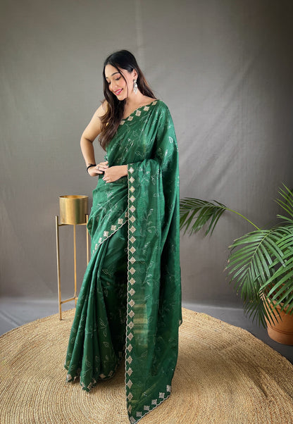 Luxe Threadwork Party Wear Silk Saree