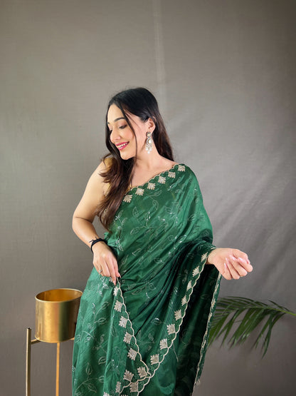 Luxe Threadwork Party Wear Silk Saree