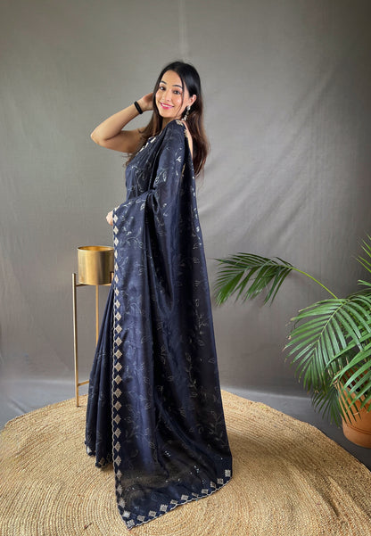 Luxe Threadwork Party Wear Silk Saree