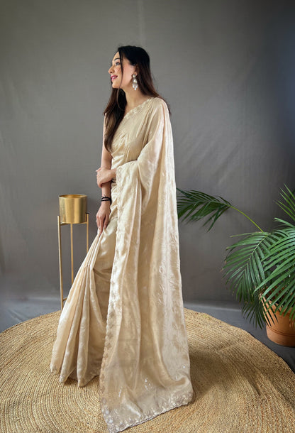 Luxe Threadwork Party Wear Silk Saree