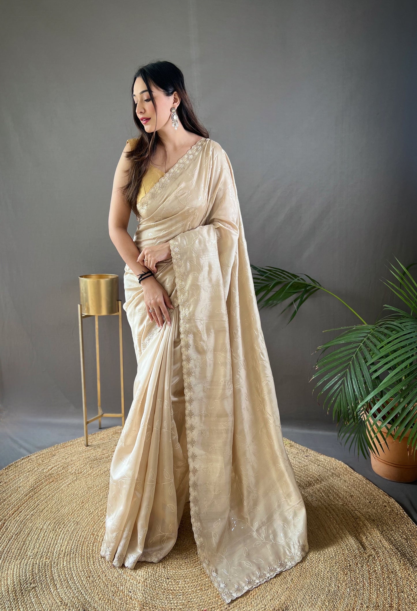 Luxe Threadwork Party Wear Silk Saree