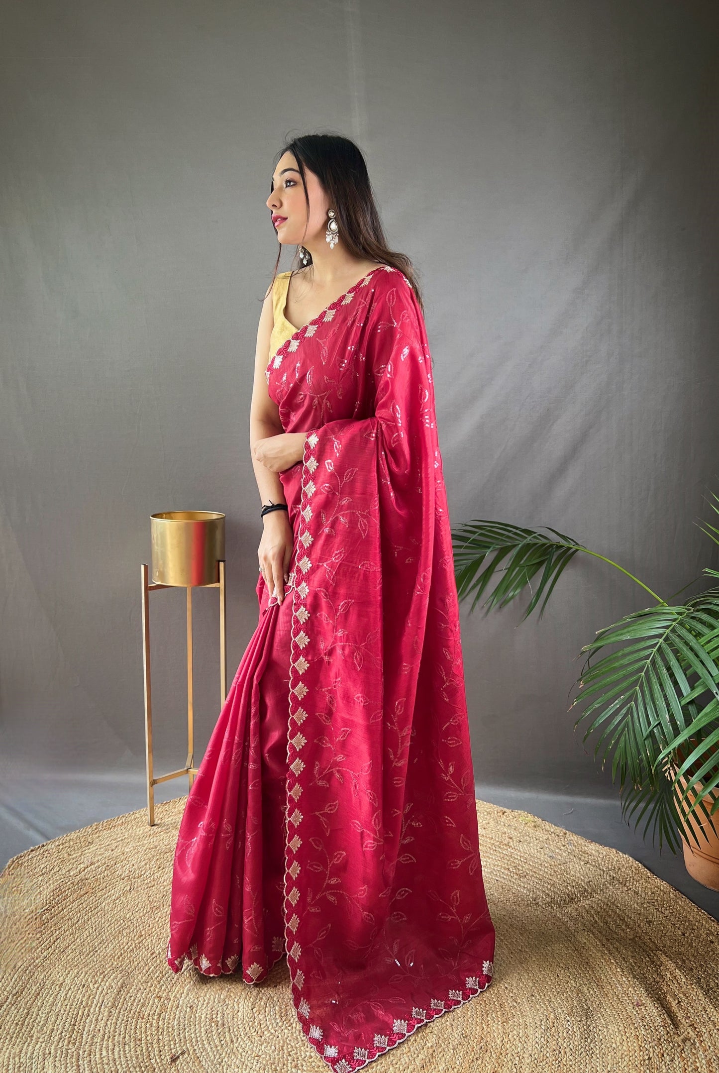 Luxe Threadwork Party Wear Silk Saree