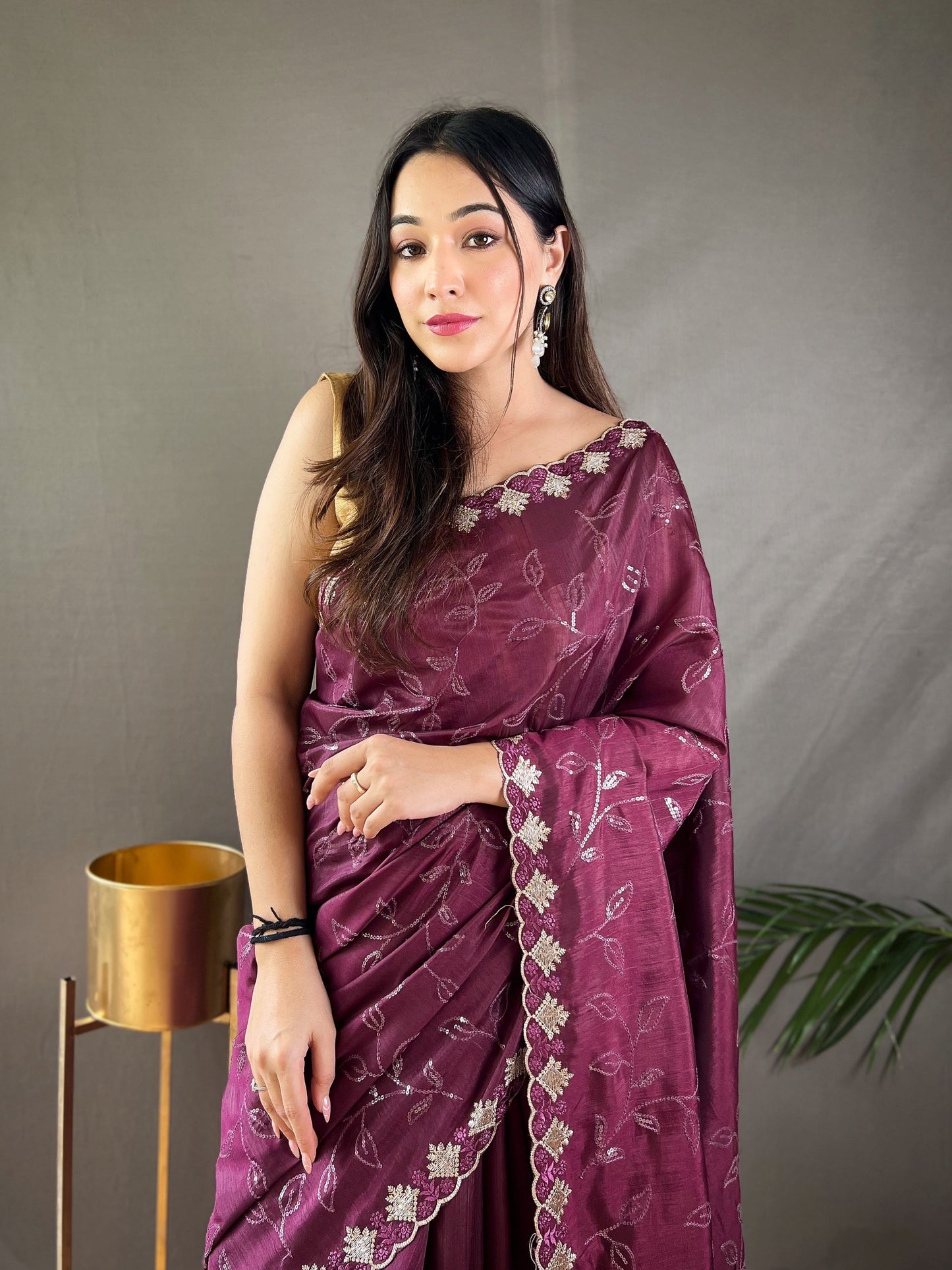 Luxe Threadwork Party Wear Silk Saree