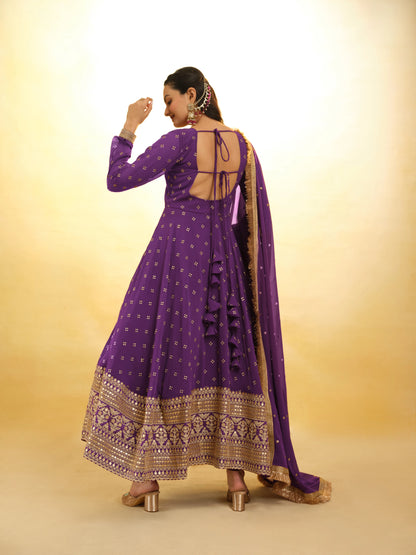 Purple Ready Made Georgette Salwar Suit