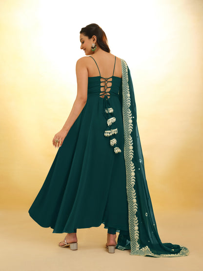 Green Ready Made Georgette Salwar Suit