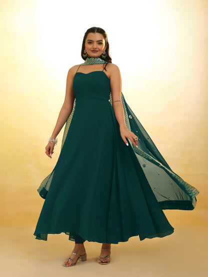 Green Ready Made Georgette Salwar Suit