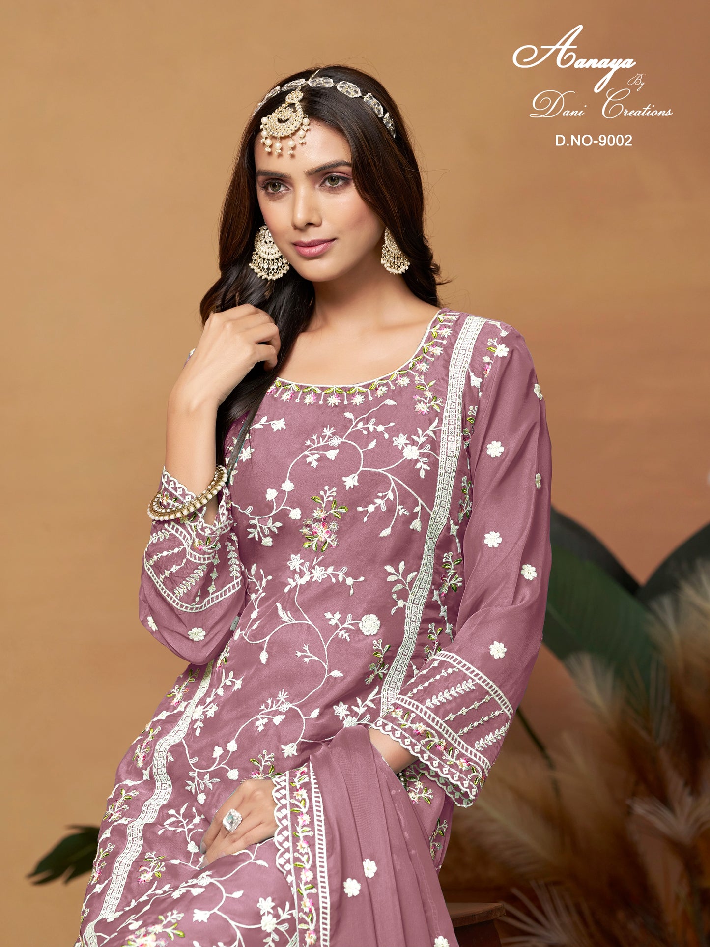 Rosy Brown Ready-Made Embroidered Salwar Suit