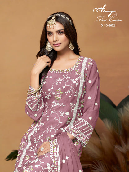 Rosy Brown Ready-Made Embroidered Salwar Suit