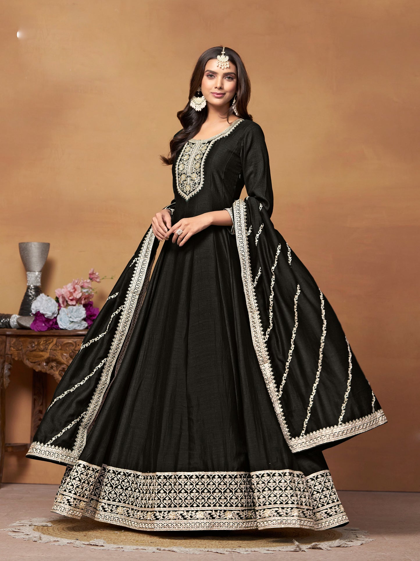 Art Silk Sequince Anarkali Gown With Dupatta