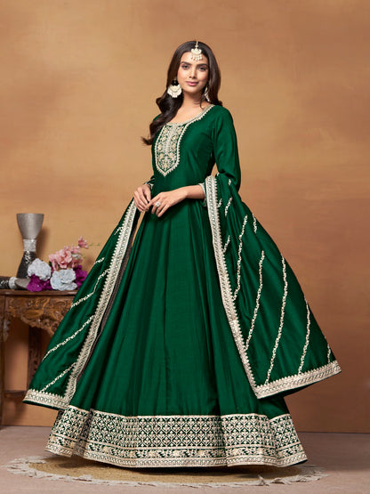 Art Silk Sequince Anarkali Gown With Dupatta