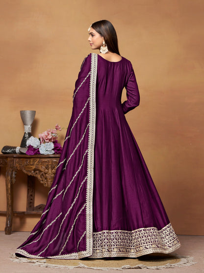 Art Silk Sequince Anarkali Gown With Dupatta