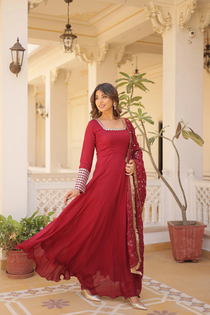 Vichitra Silk Gown With Embroidery Zari Sequins