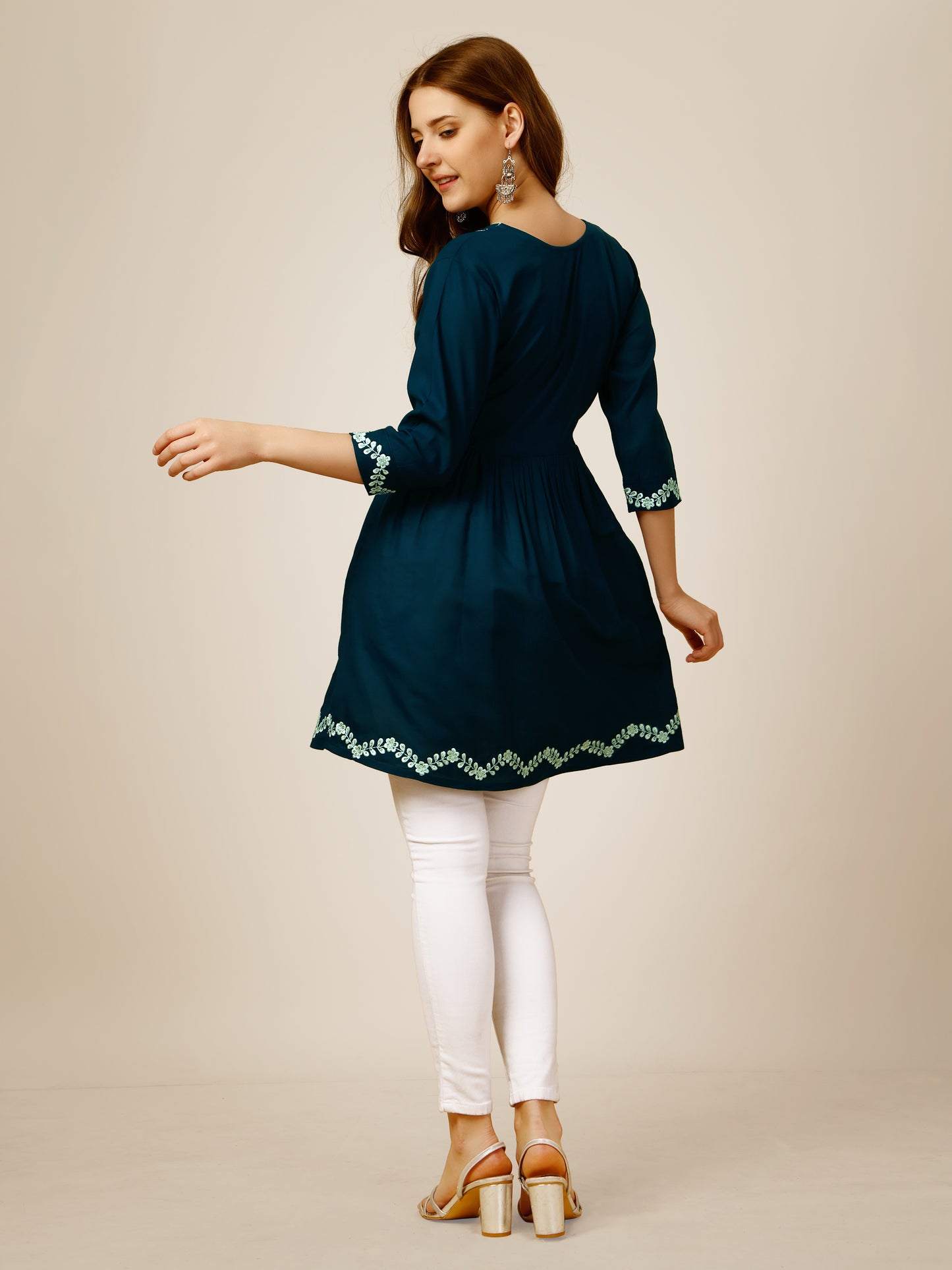 Embroidered Round-Neck Top