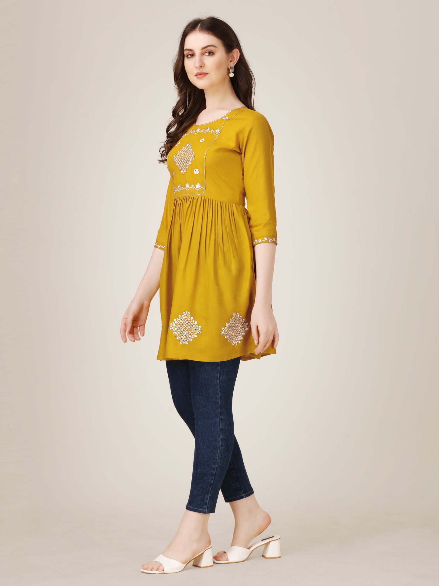 Round Neck Embroidered Top