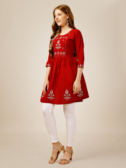 Beautiful Round Neck Embroidered Top