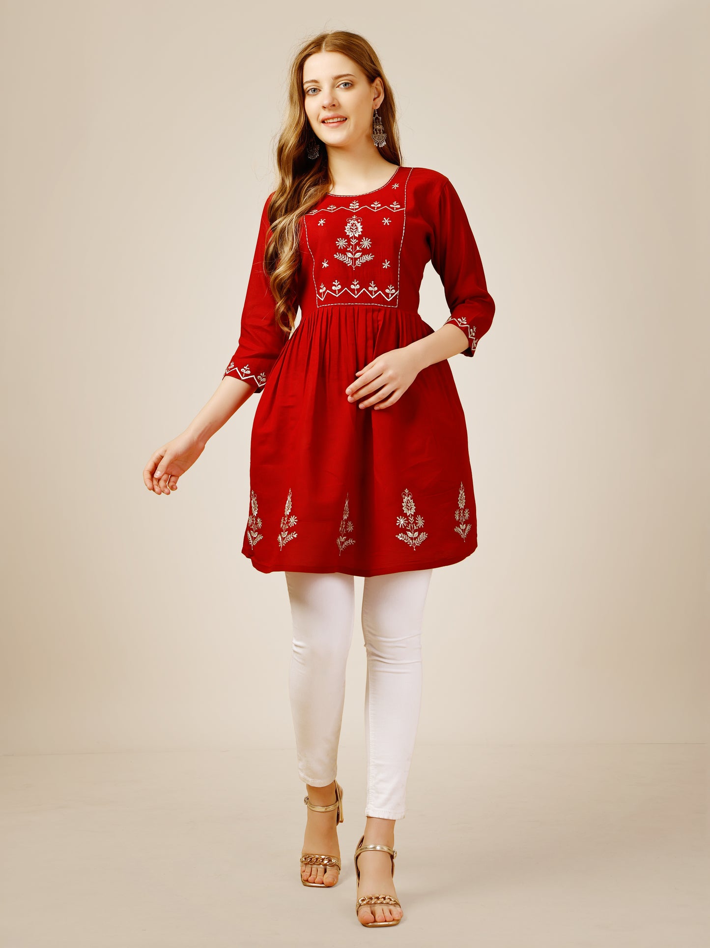 Beautiful Round Neck Embroidered Top