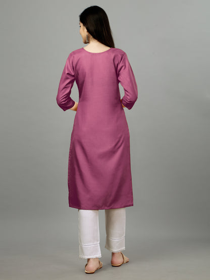 Embroidered Cotton Blend Straight Kurti