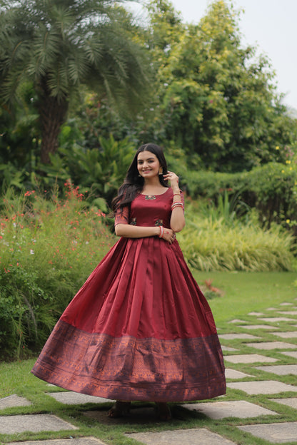 Banarasi Jacquard Silk Designer Gown