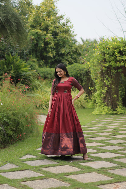 Banarasi Jacquard Silk Designer Gown