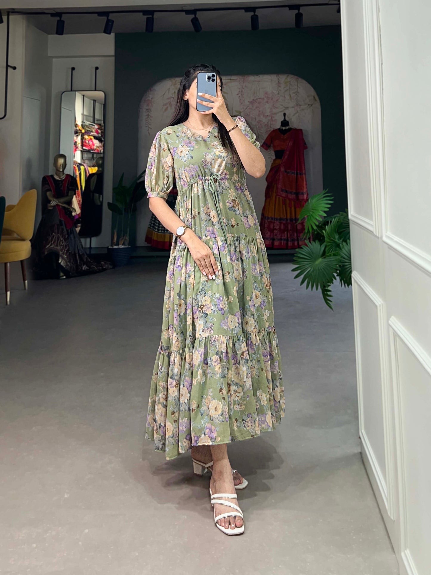 Fancy Floral Printed Georgette Dress