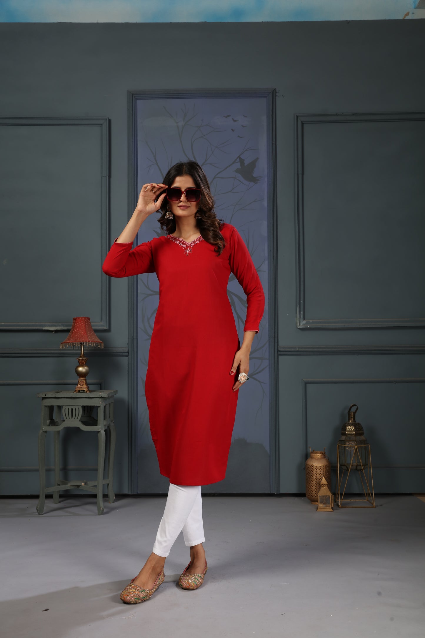 Maaza Cotton Kurta Set With Pent In Red