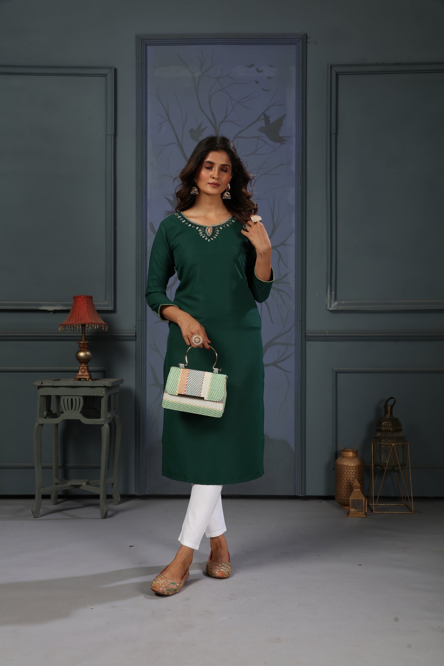 Maaza Cotton Kurta Set With Pent In Green