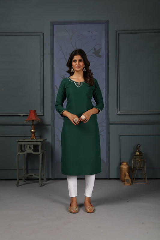 Maaza Cotton Kurta Set With Pent In Green