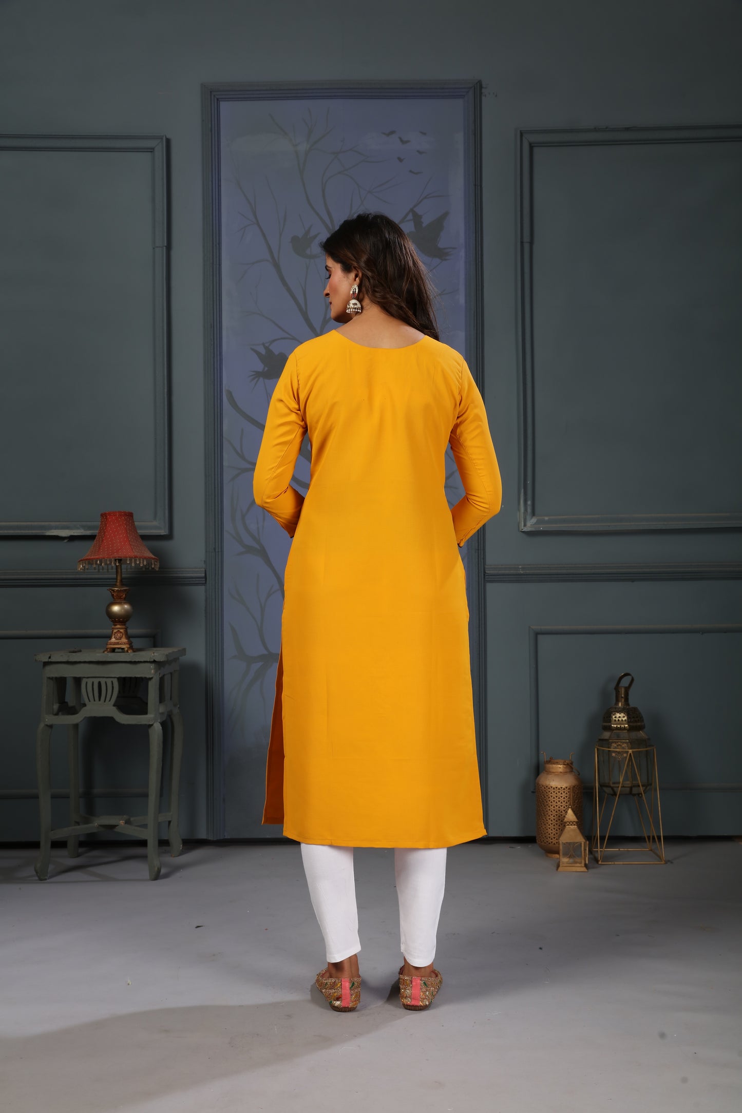 Maaza Cotton Kurta Set with Pent in Yellow