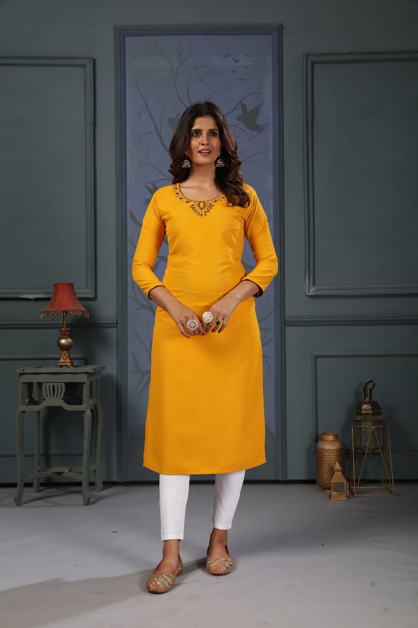 Maaza Cotton Kurta Set with Pent in Yellow