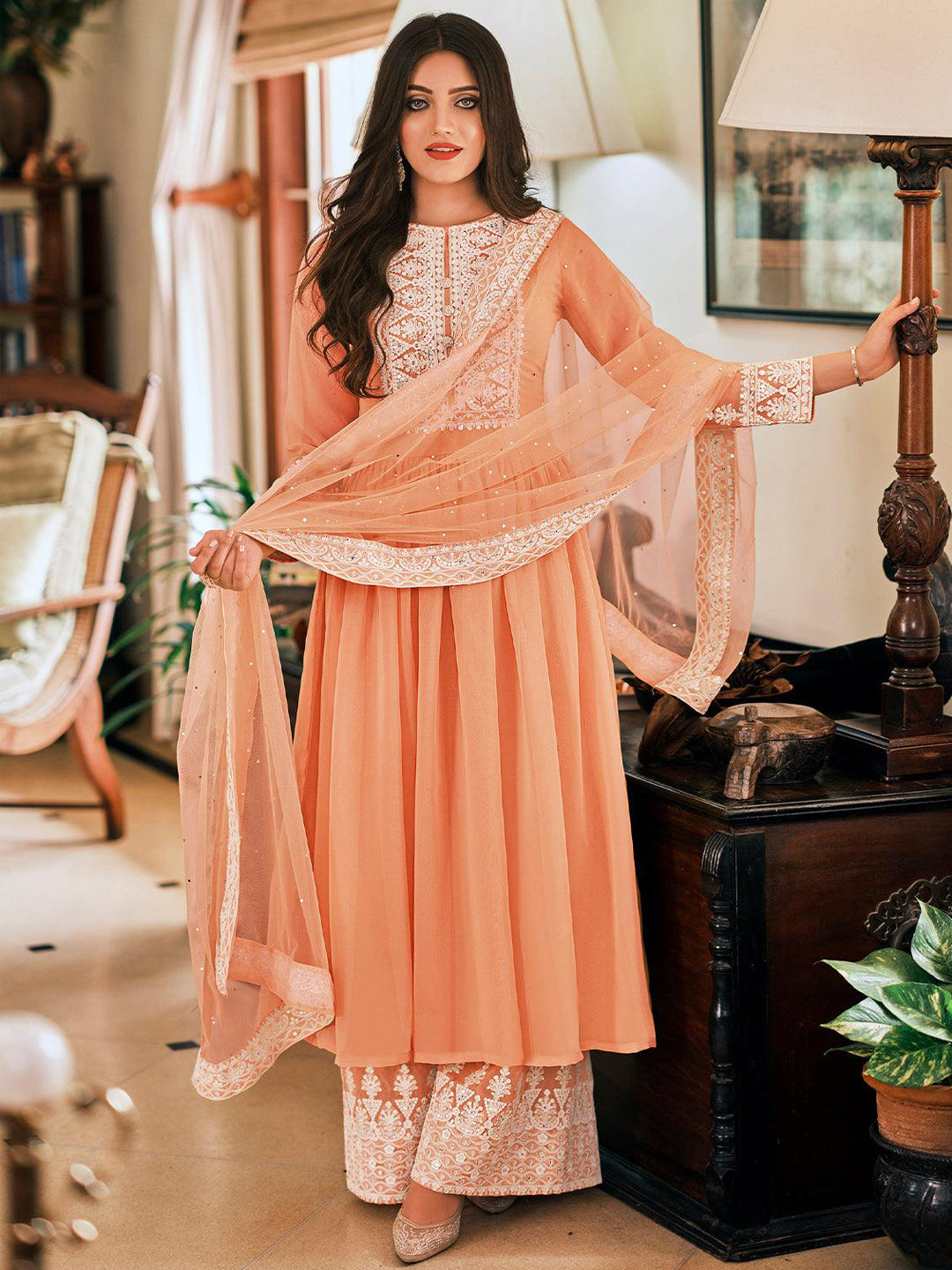 Palazzo Suit With Sequins Resham And Stone Work Party Wear