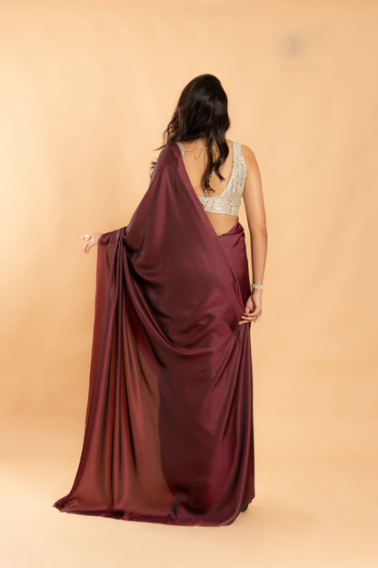 Party Wear burfi silk saree - Maroon & Golden