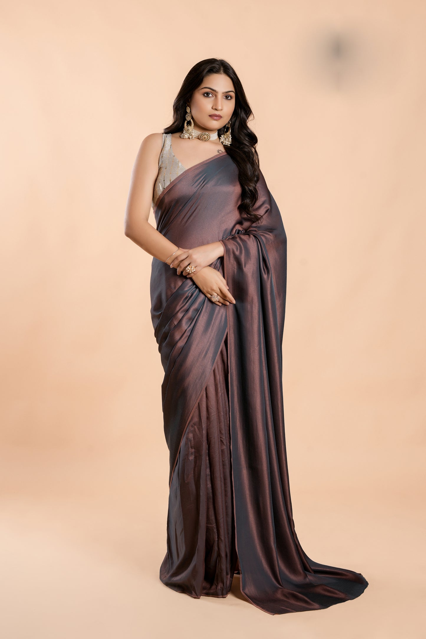 Party Wear burfi silk saree - Wine & Grey