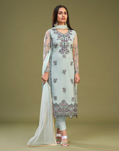 Fascinating Embroidered Net Festival Wear Pant Suit