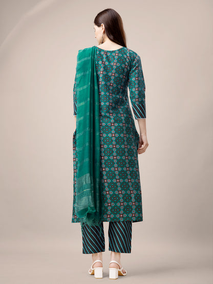 Women Embroidered Straight Kurta Suit Set