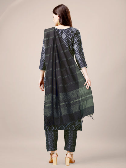 Women Embroidery Straight Kurta Set with Dupatta