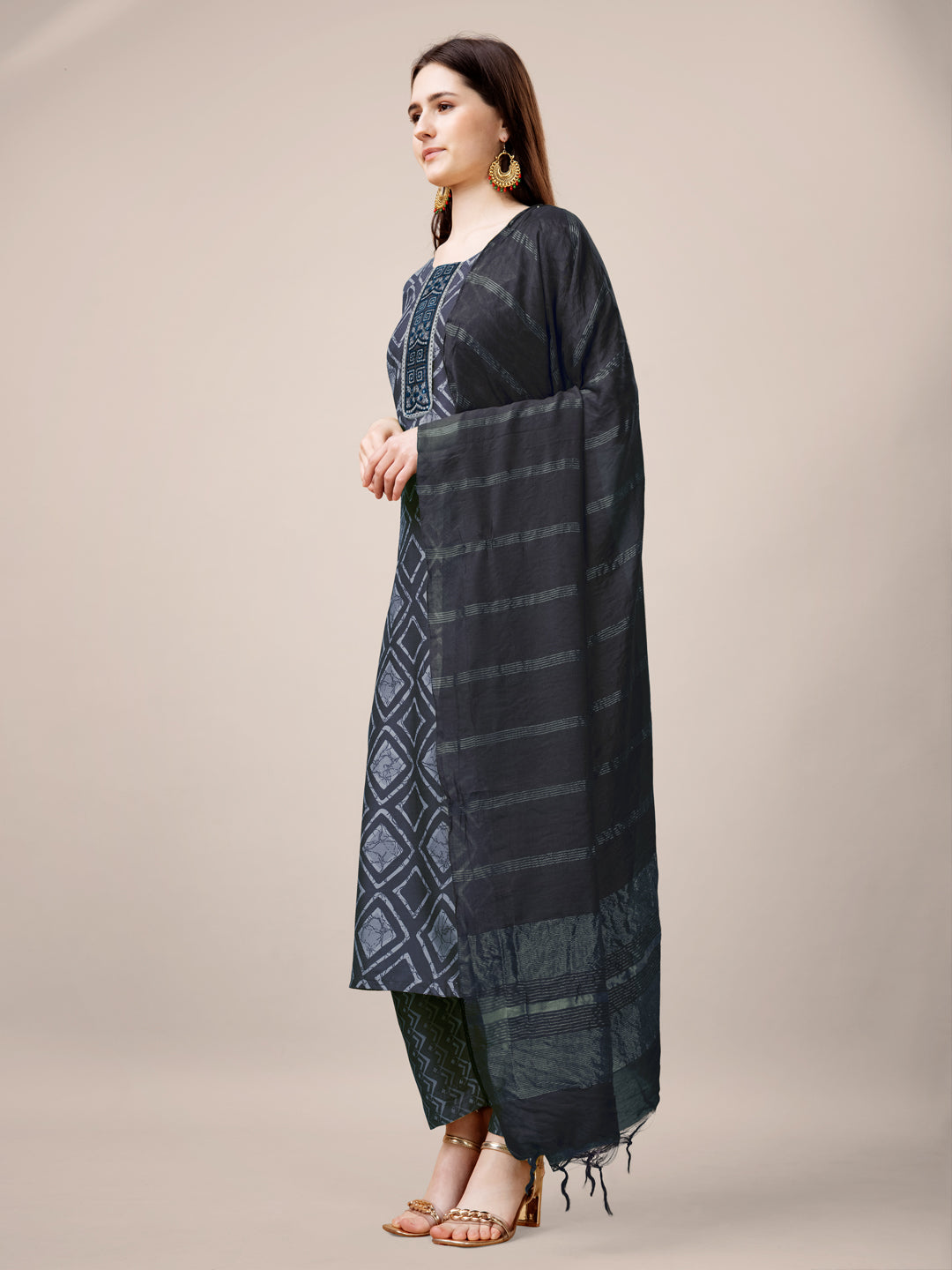 Women Embroidery Straight Kurta Set with Dupatta