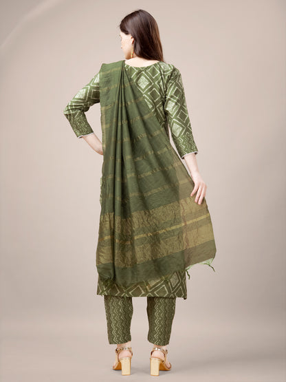 Women Embroidery Straight Kurta Set with Dupatta