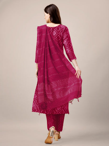 Women Embroidery Straight Kurta Set with Dupatta