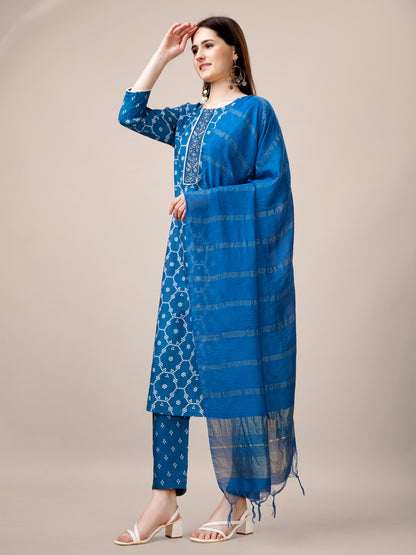 Ira Embroidered Straight Kurta Suit Set