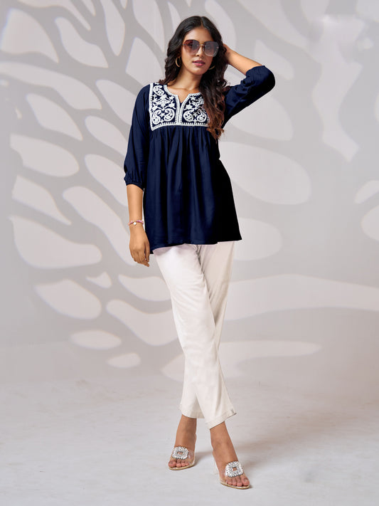 Fancy Embroidered Tops Regular Wear