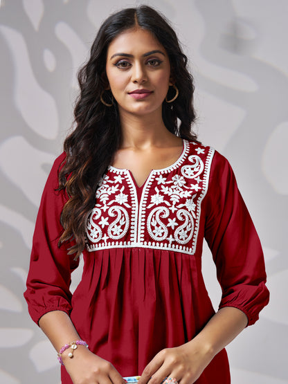 Fancy Embroidered Tops Regular Wear