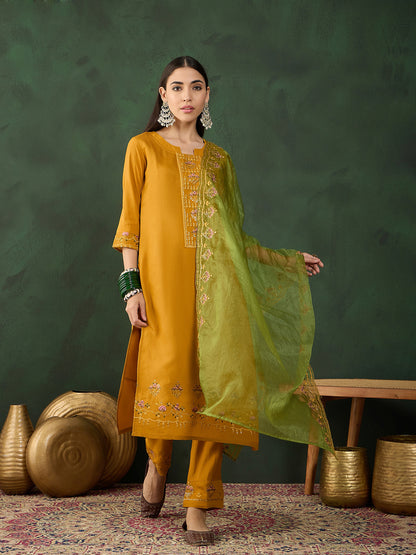 Embroidered Chinon Silk Salwar Kameez