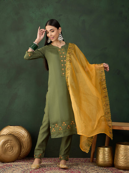 Embroidered Chinon Silk Salwar Kameez