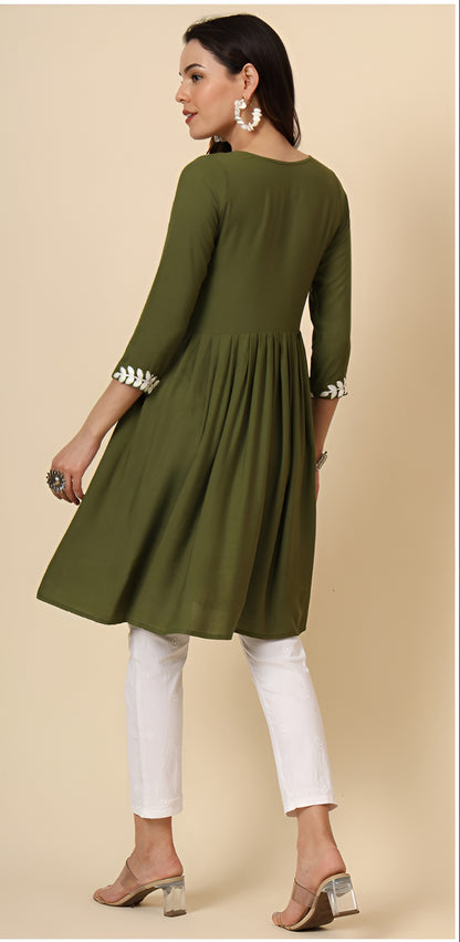 Thread Work Rayon Casual Kurti