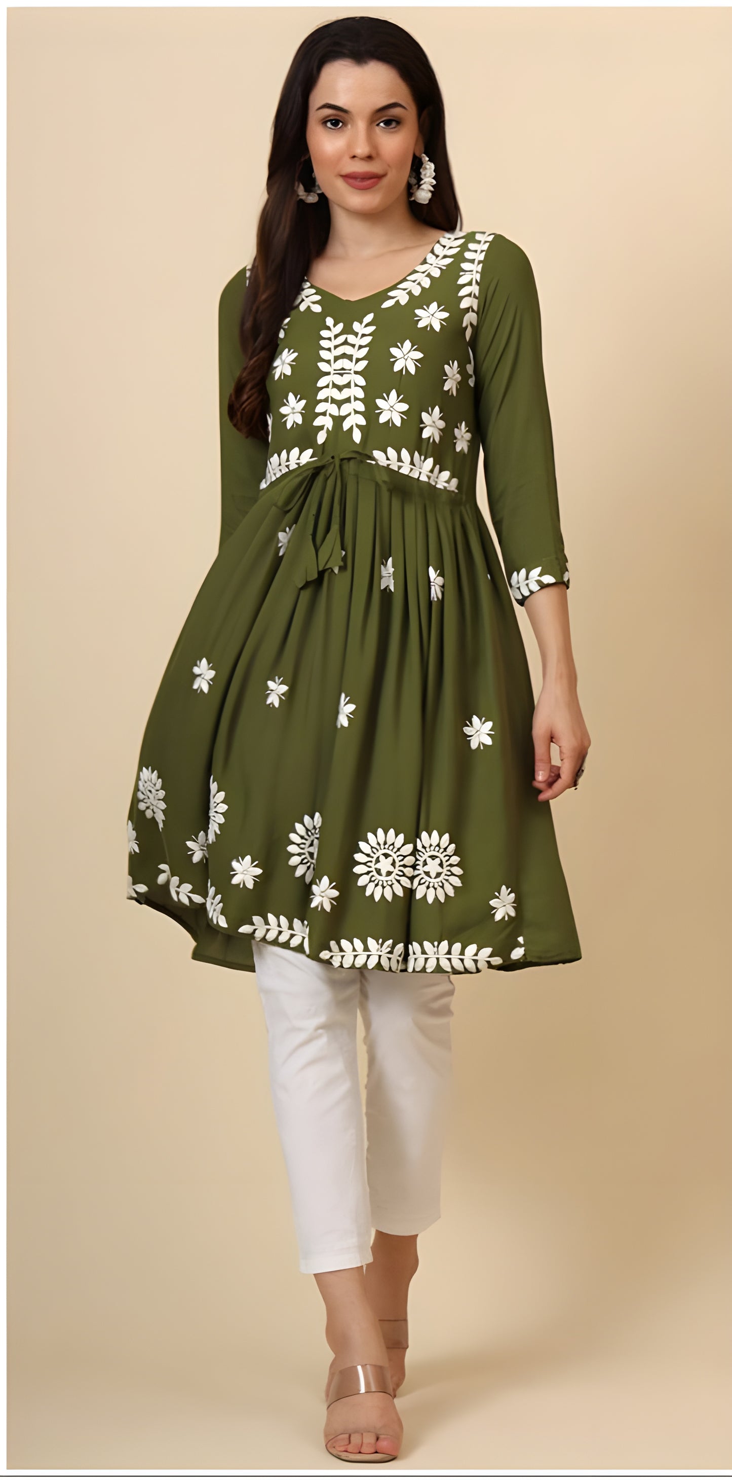 Thread Work Rayon Casual Kurti