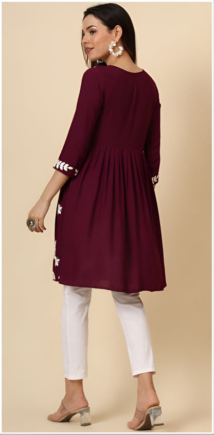 Thread Work Rayon Casual Kurti