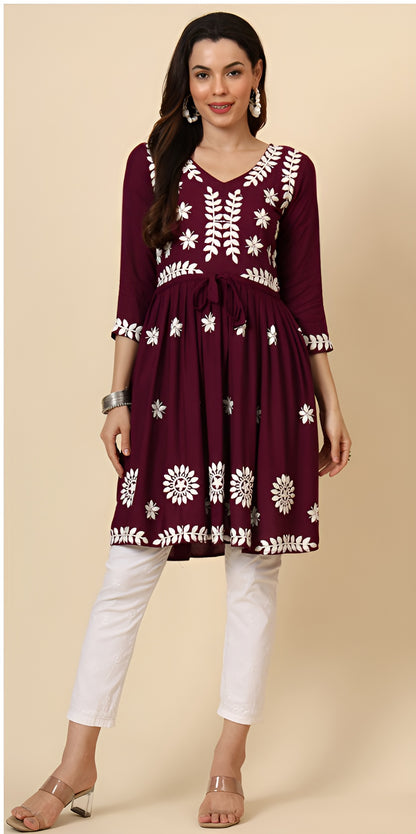 Thread Work Rayon Casual Kurti