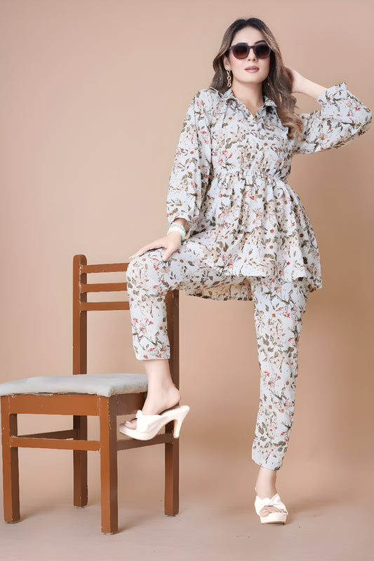 Floral Printed Top and Pant Co-ord Set