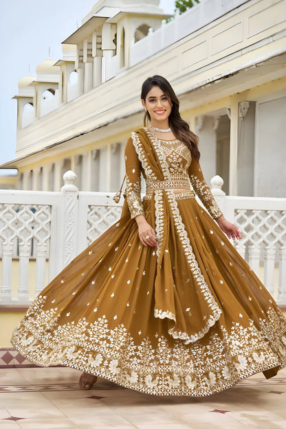 Georgette Embroidered Flared Style Lehenga