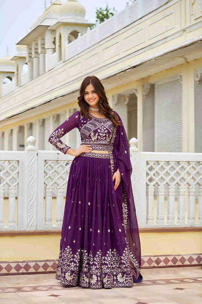 Georgette Embroidered Flared Style Lehenga